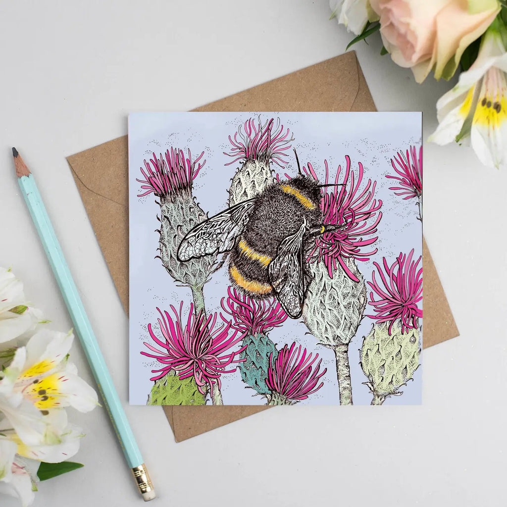 Bumblebee and Thistles Greeting Card - The Regal Find