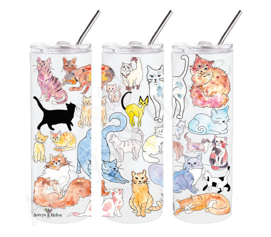 Cat Breeds Eco Friendly 20 oz Skinny Tumbler w/ Metal Straw - The Regal Find