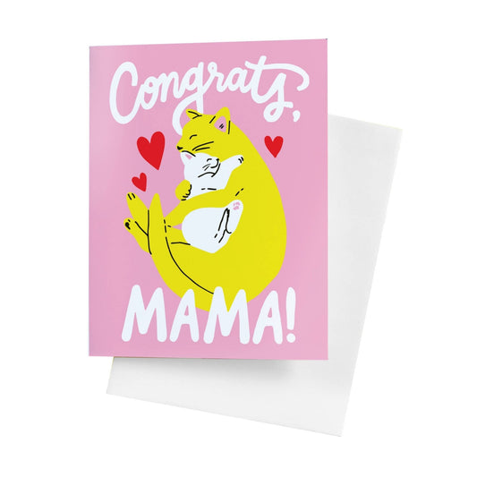Congrats Mama Cat A2 Single Greeting Card - The Regal Find