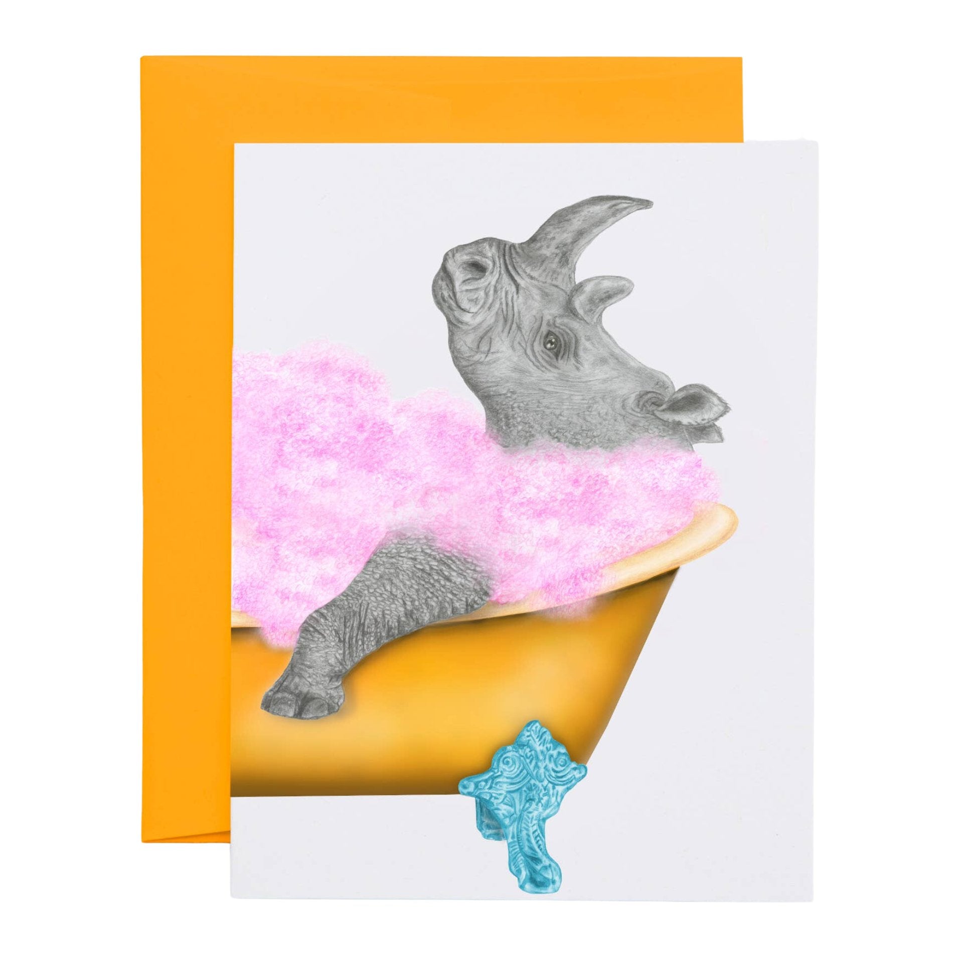 Delilah Jean White Rhinoceros Note Card - The Regal Find