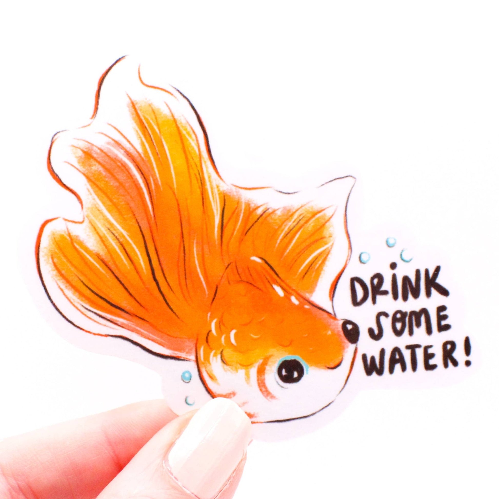 Drink Some Water Goldfish Vinyl Sticker - The Regal Find