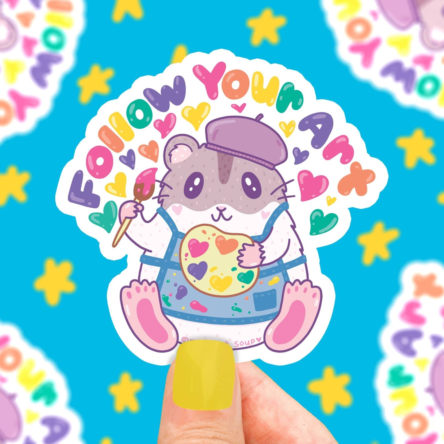 Follow Your Art Hamster Artsy Animal Vinyl Sticker - The Regal Find