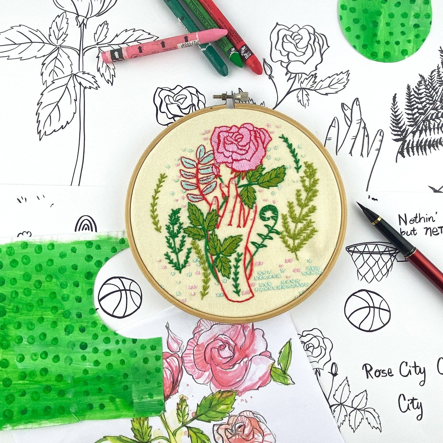 Hello From Rose City Embroidery Kit - The Regal Find