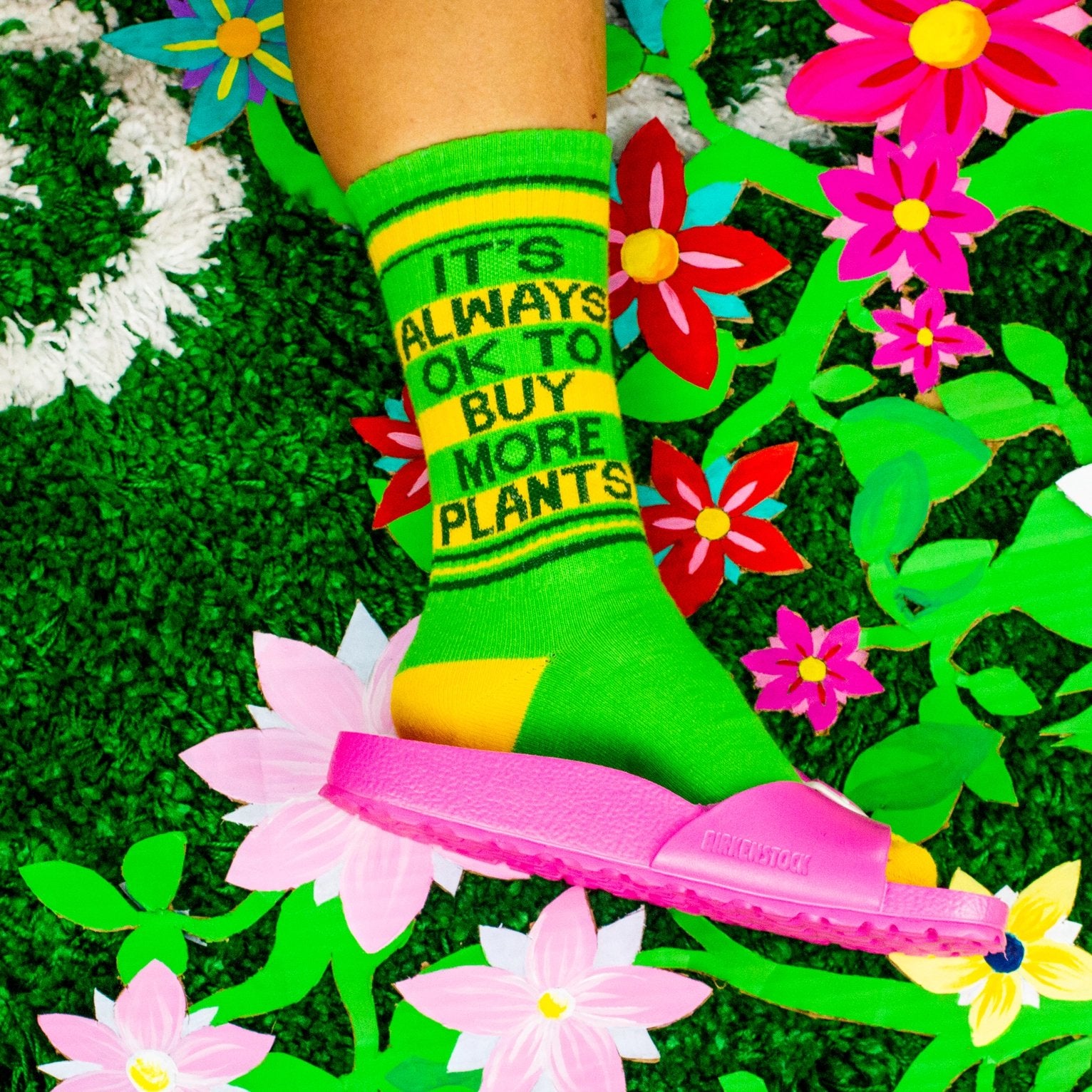 It's Always OK To Buy More Plants Ribbed Gym Socks - The Regal Find