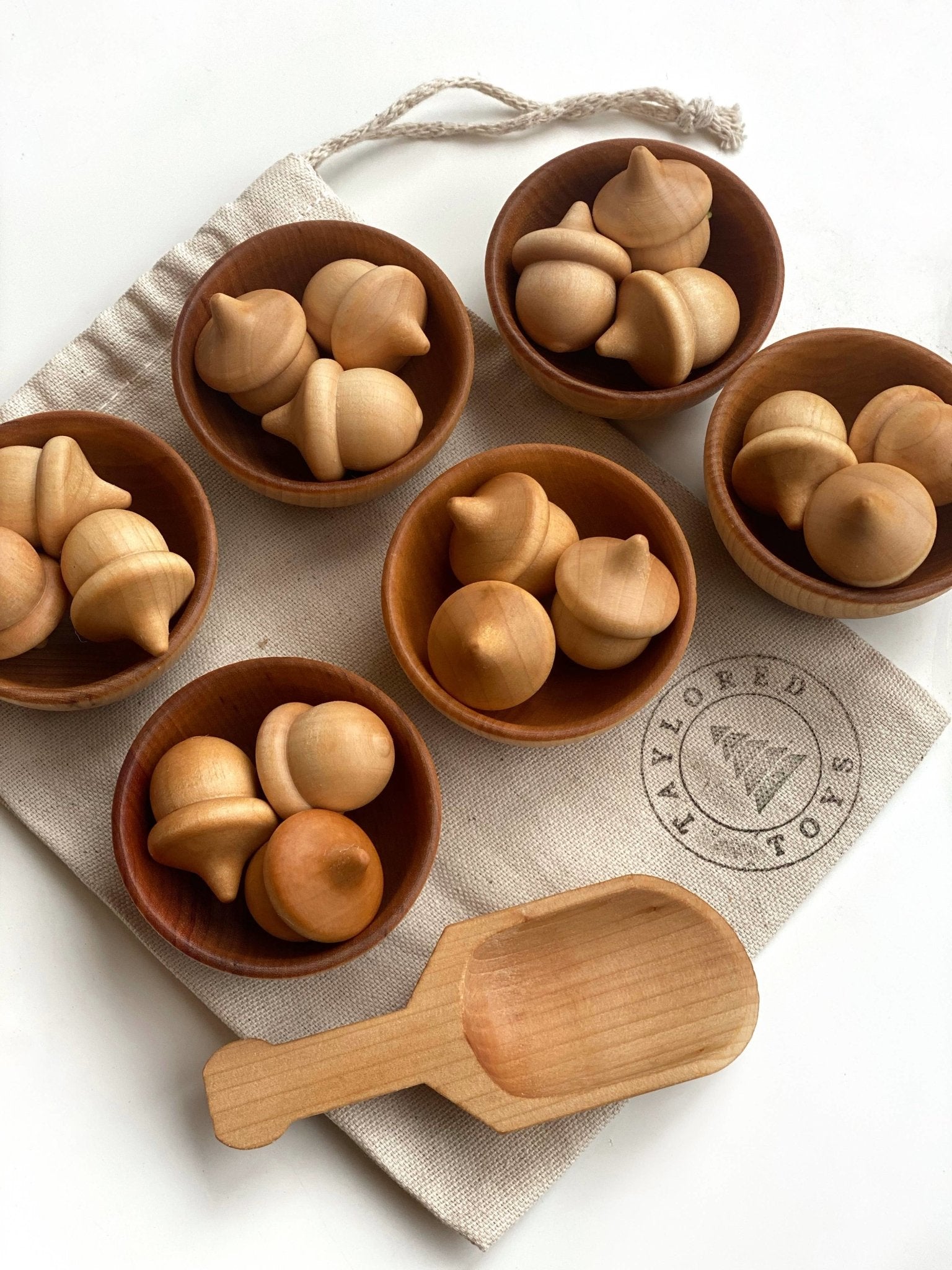Montessori Waldorf Wood Acorn Sorting Game - The Regal Find
