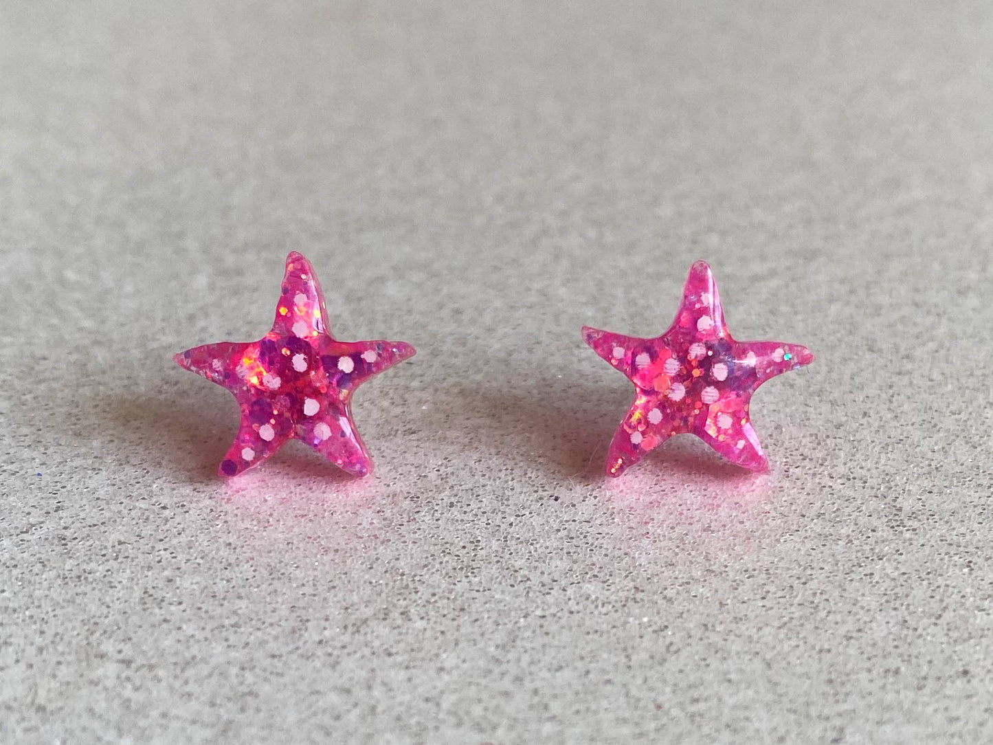 Pretty White, Pink, or Blue Summer Starfish Stud Earrings: Blue - The Regal Find