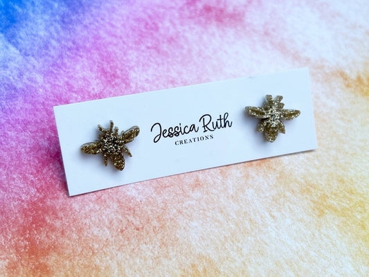 Sparkly Gold Bee Stud Earrings - The Regal Find
