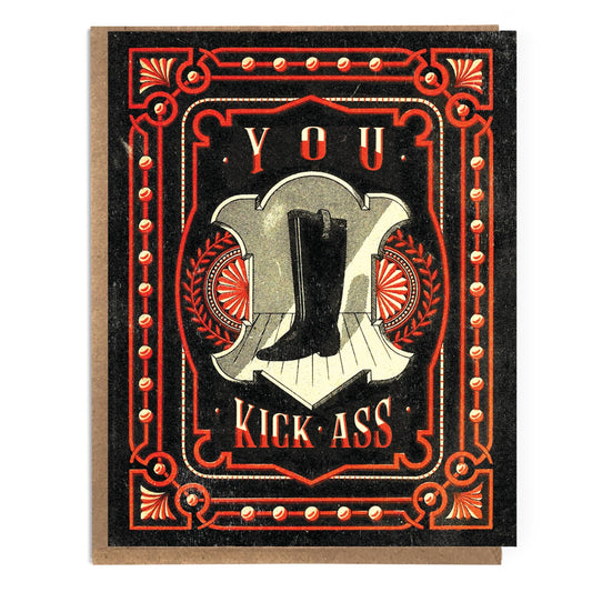 You Kick Ass; Unique and Cute Congratulations Card; Vintage - The Regal Find
